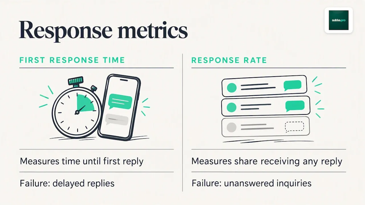 First response time and response rate compared